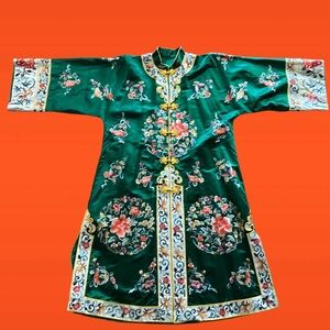 Authentic vintage 100% silk embroidered chinese coat dress